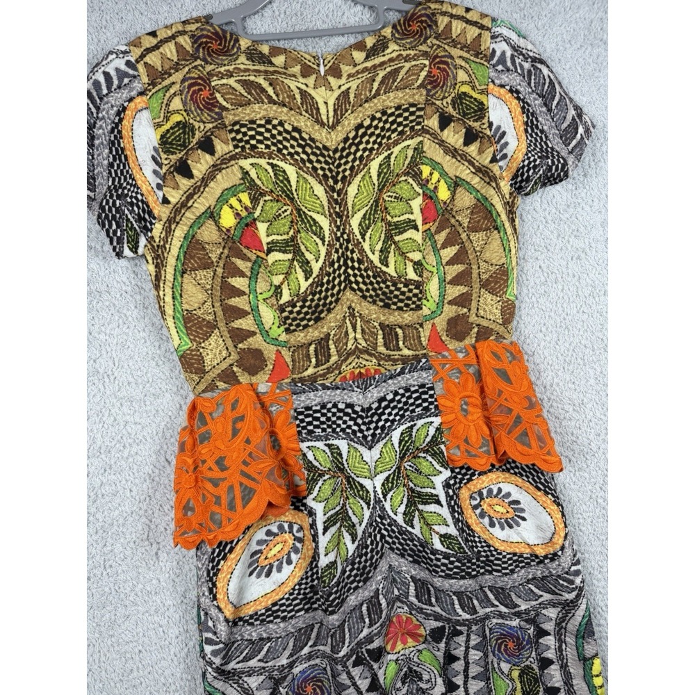 NWT Hemant Nandita Sunchart Dress Multicolor Peplum 6 Sheath Dress Anthropologie - Picture 7 of 10